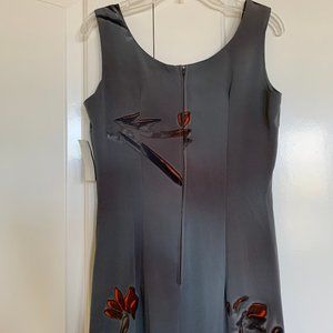 Evolution-Gray Floral Print Maxi Dress